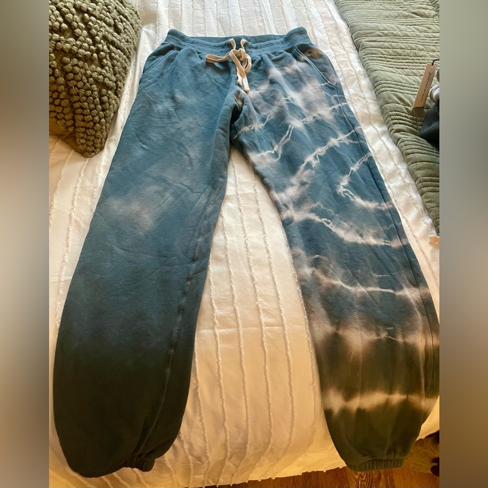 Tie-Dye fleece Jogger night sea Pants - Blue and White